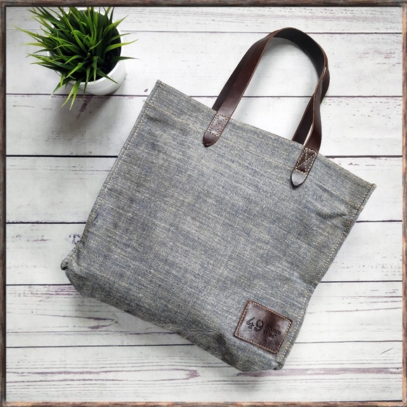 49 Square Miles Handbags - 49 SQUARE MILES SF Grey Large Canvas Leather Tote
